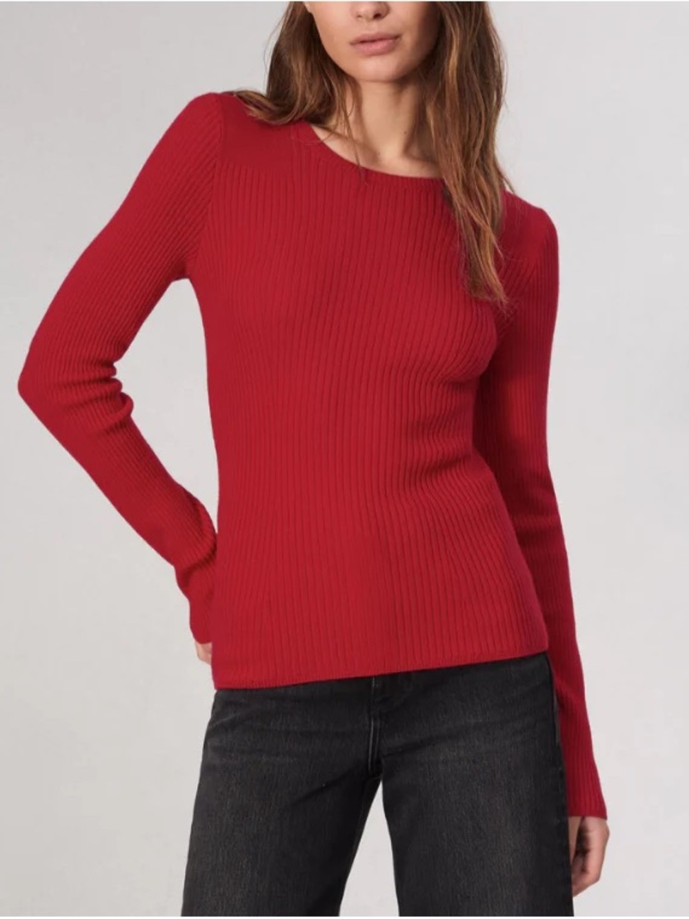 Rag & Bone Red Knit Long-Sleeve Sweater